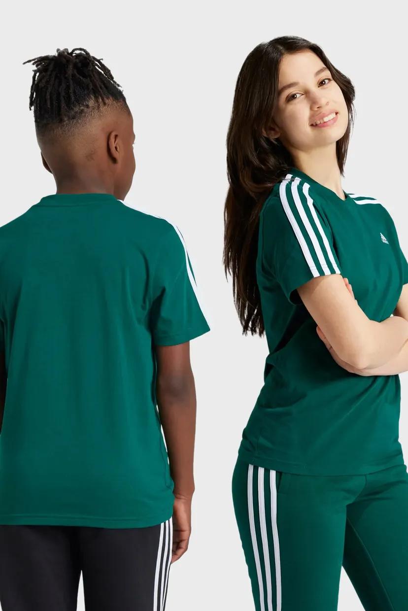 Детская зеленая футболка Essentials 3-Stripes Cotton 3