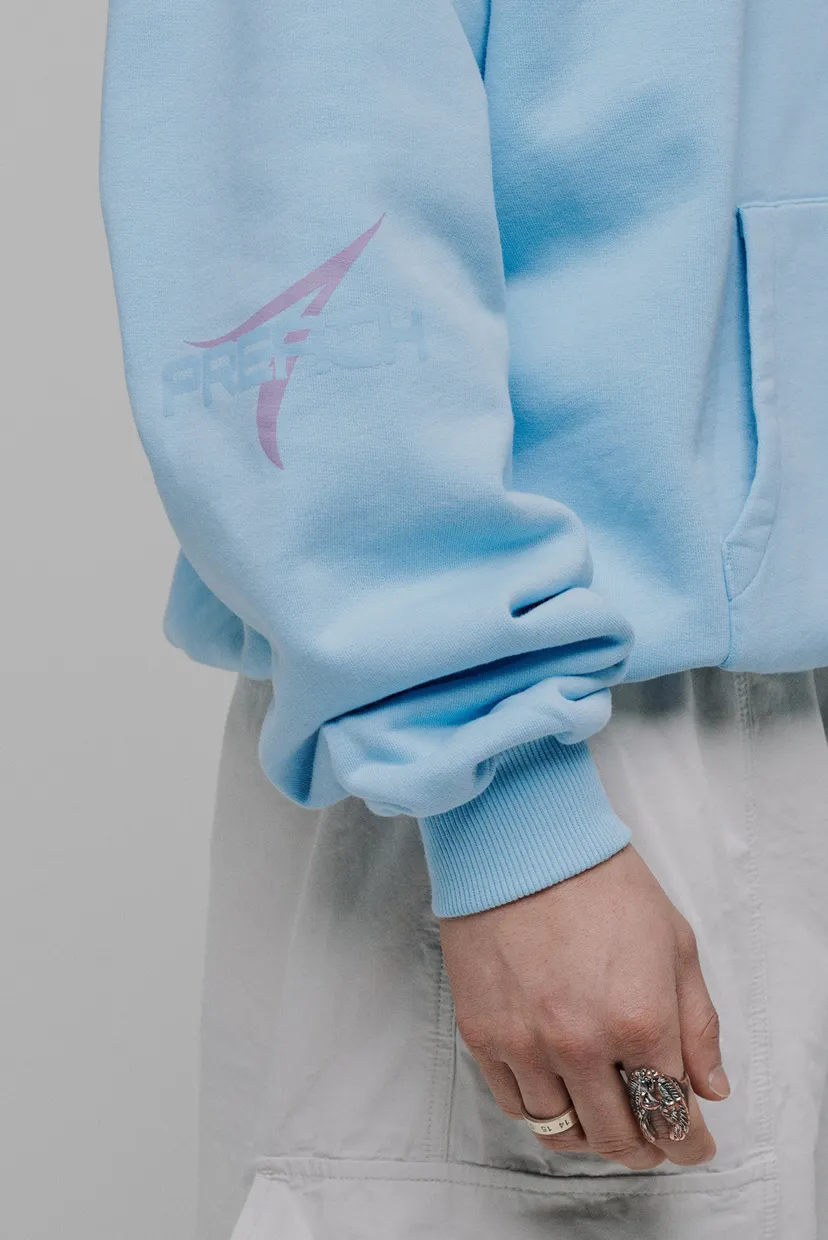 Чоловіче блакитне худі Oversized Multi Logo H GOTS 5
