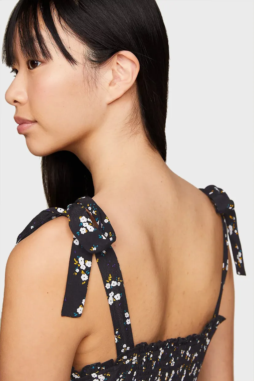 Женский черный сарафан с узором TJW MIDI FLORAL RUFFLE 4
