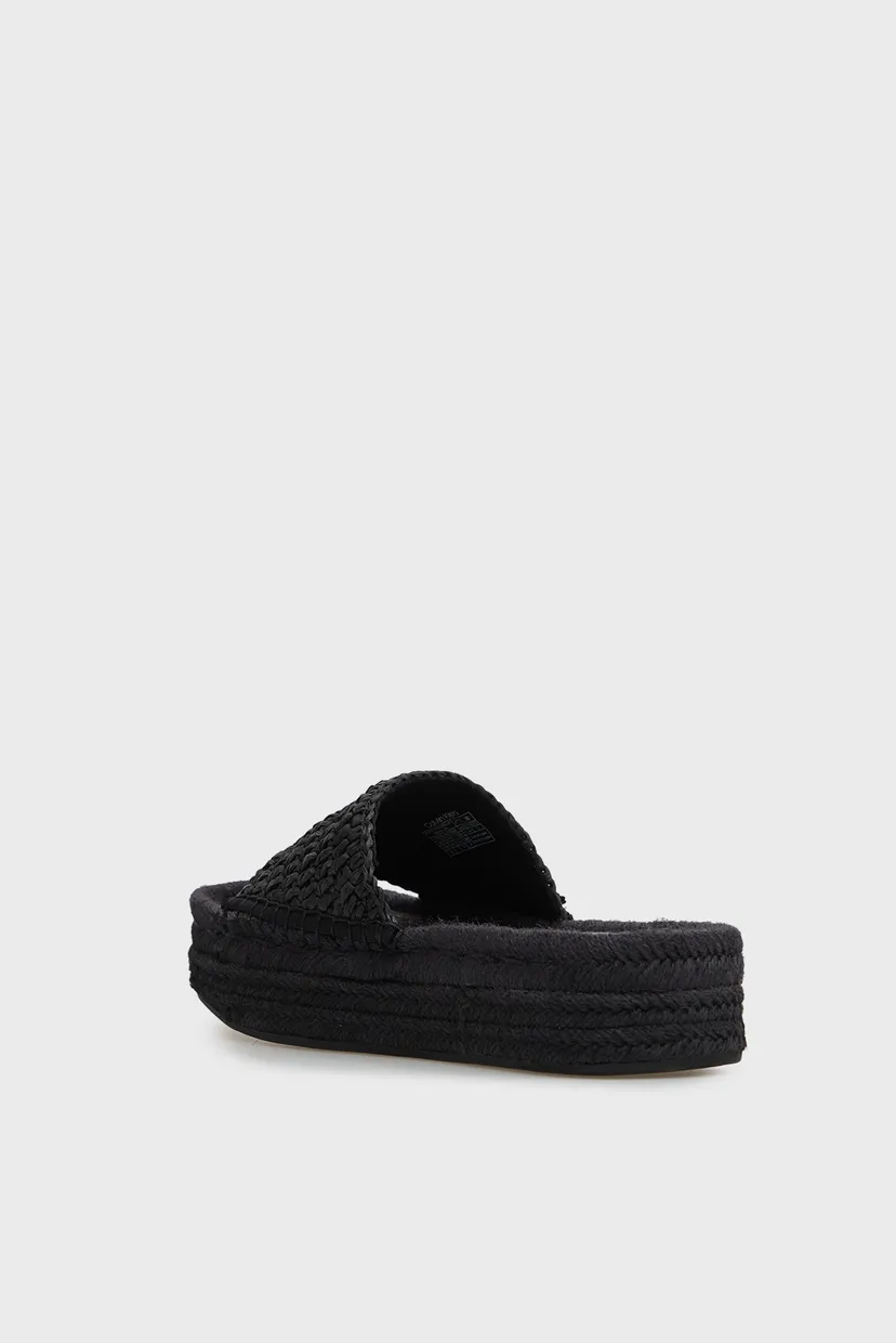 Женские черные слайдеры FLATF ESPADRILLE RAFFIA 5