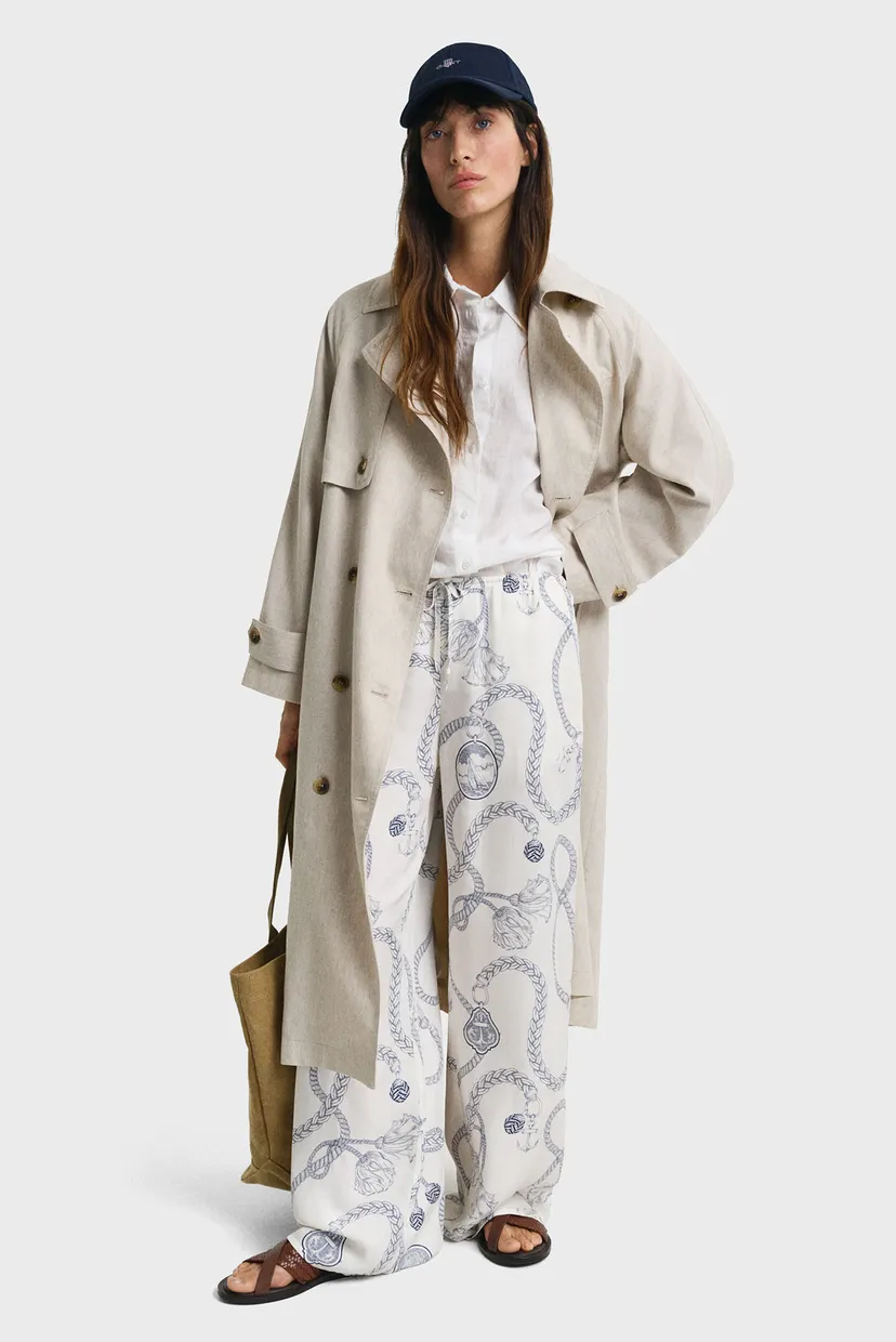 Женские белые брюки с узором REL SAILING PRINT DRAWSTRING PANTS 4