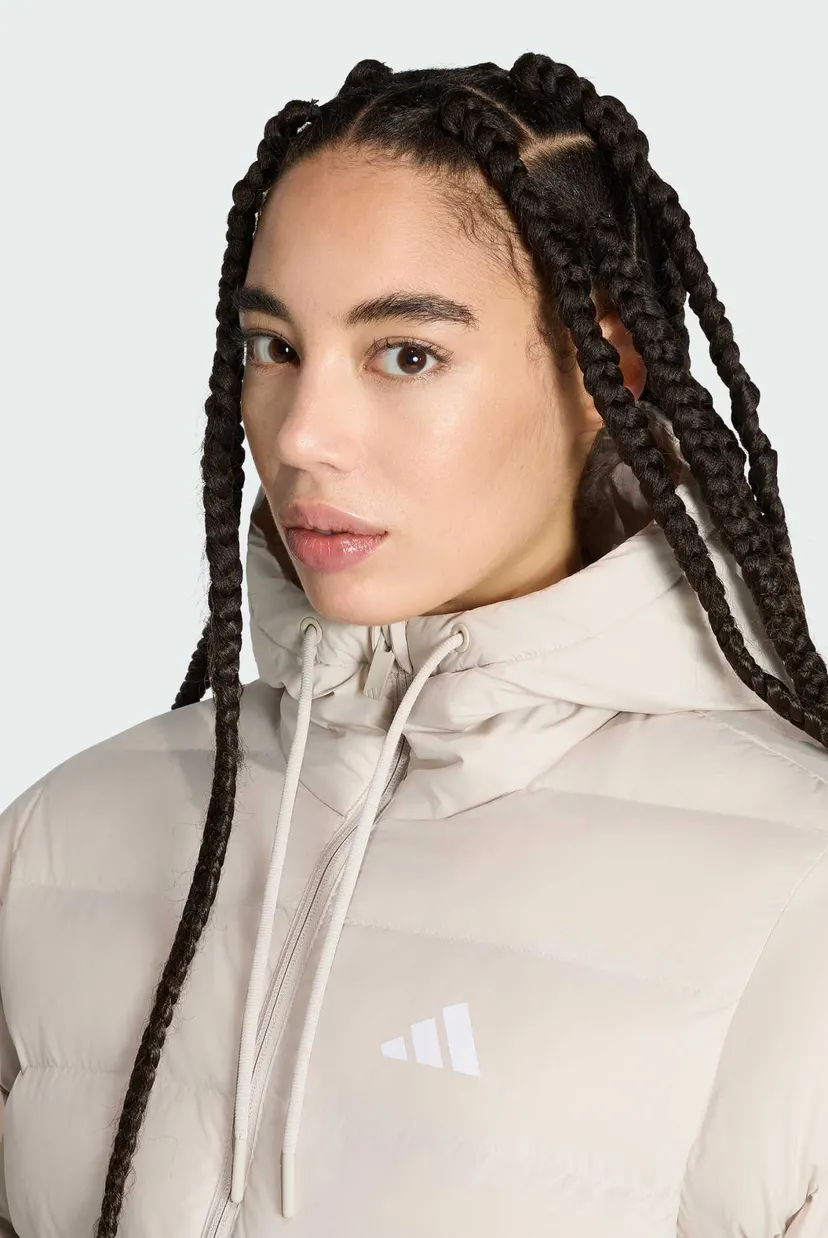 Женская бежевая куртка Essentials CLIMAWARM 3-Stripes Synthetic Down Hooded 4