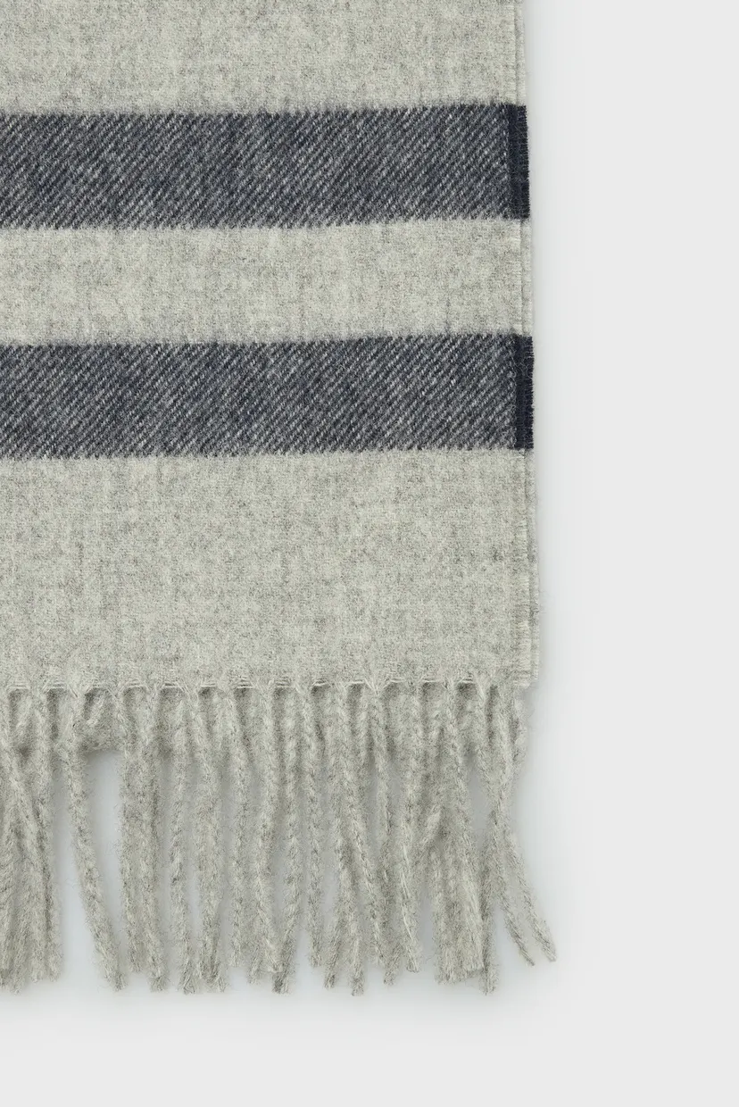 Чоловічий сірий вовняний шарф MERINO WOOL STRIPED WOVEN SCARF 3