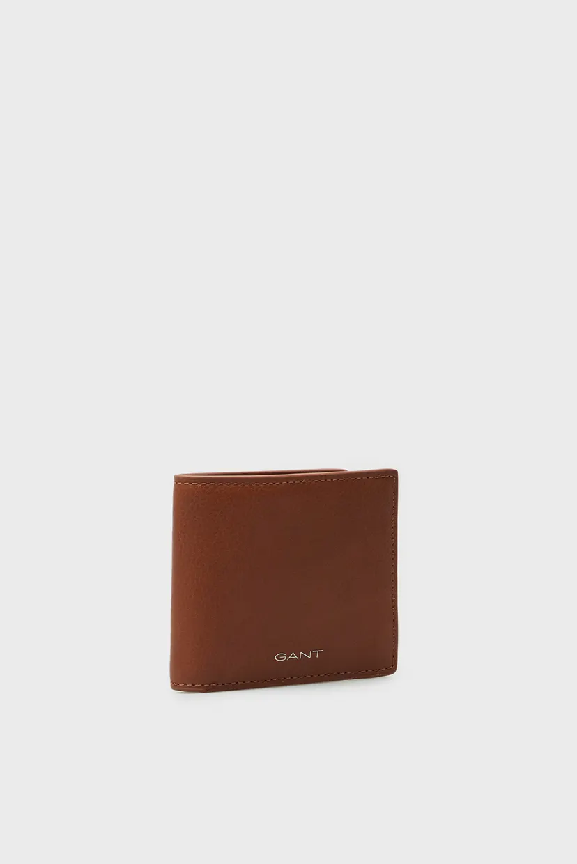 Мужской рыжий кожаный кошелек LEATHER BIFOLD WALLET 3