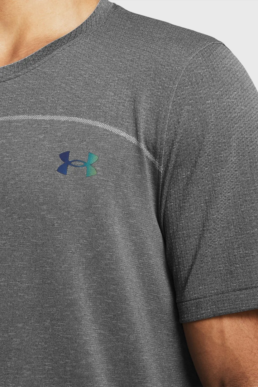 Чоловіча сіра футболка UA Rush Seamless Wordmark SS 3