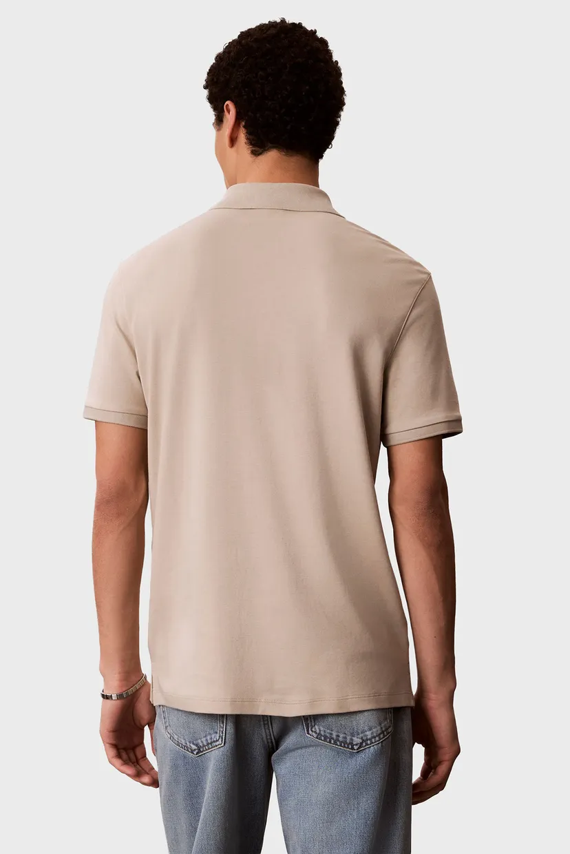 Чоловіче бежеве поло SLIM SUPIMA ZIP 4