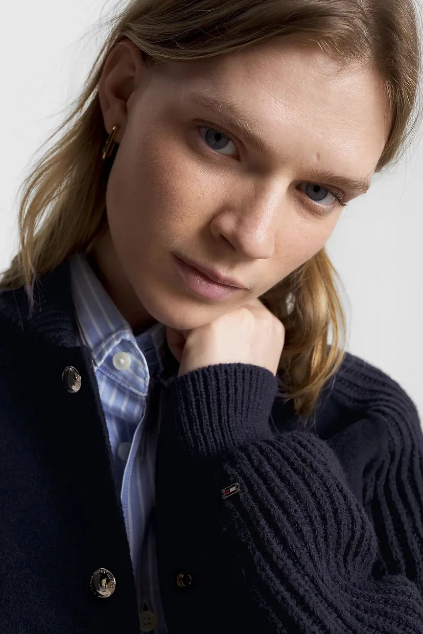 Жіночий темно-синій вовняний бомбер DF WOOL BLEND KNIT MIX BOMBER 4