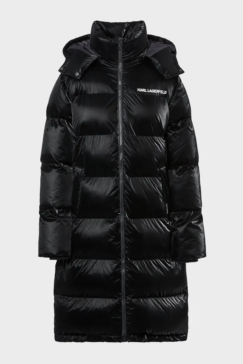 Жіноча чорна куртка QUILTED LONG 5