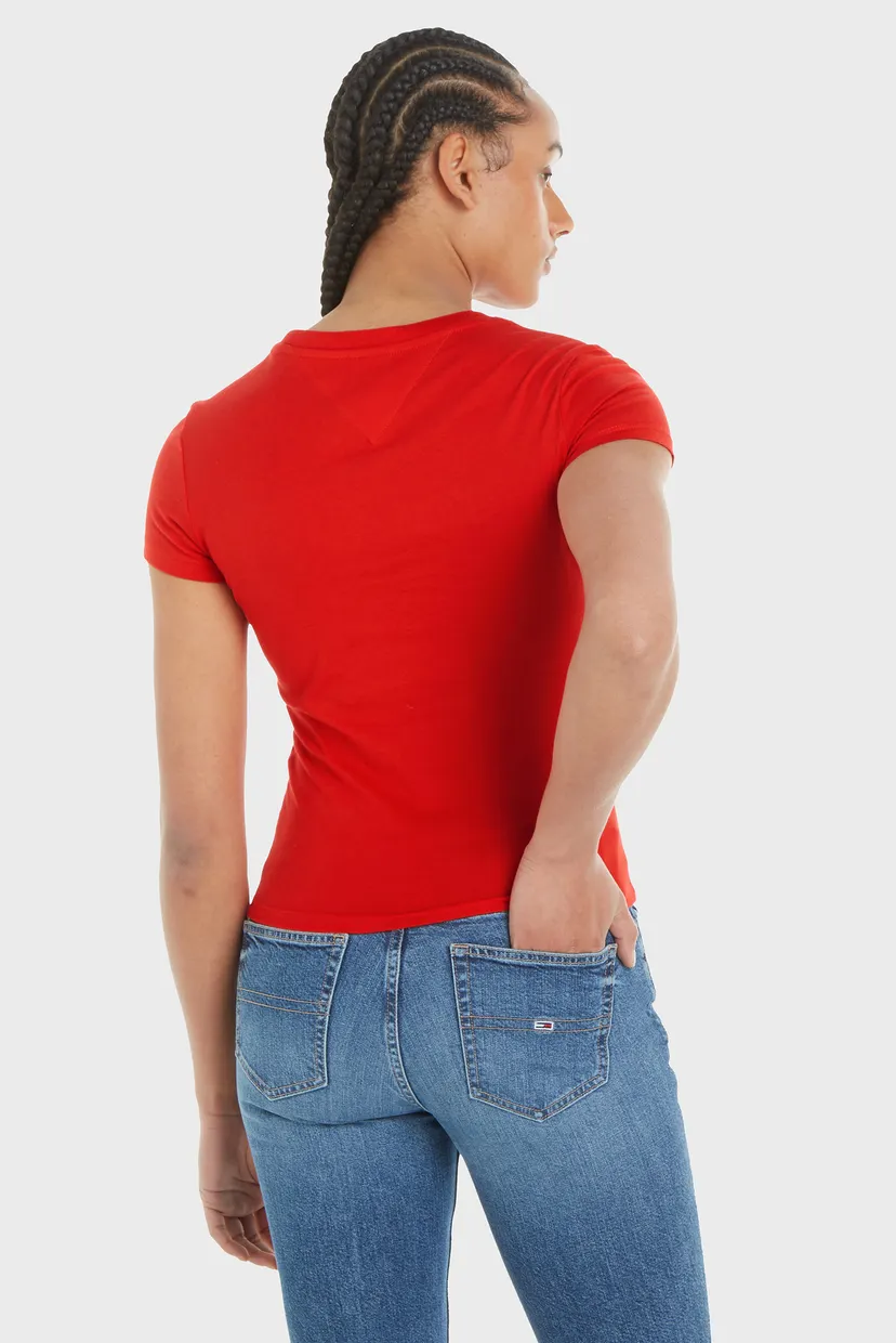 Женская красная футболка TJW SLIM LINEAR TEE SS EXT 3