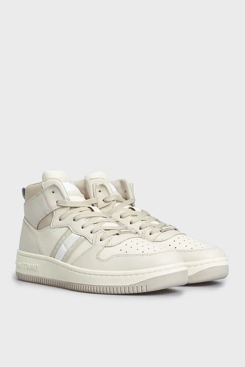 Женские бежевые кожаные кроссовки TJW RETRO BASKET MC LEATHER MIX 3