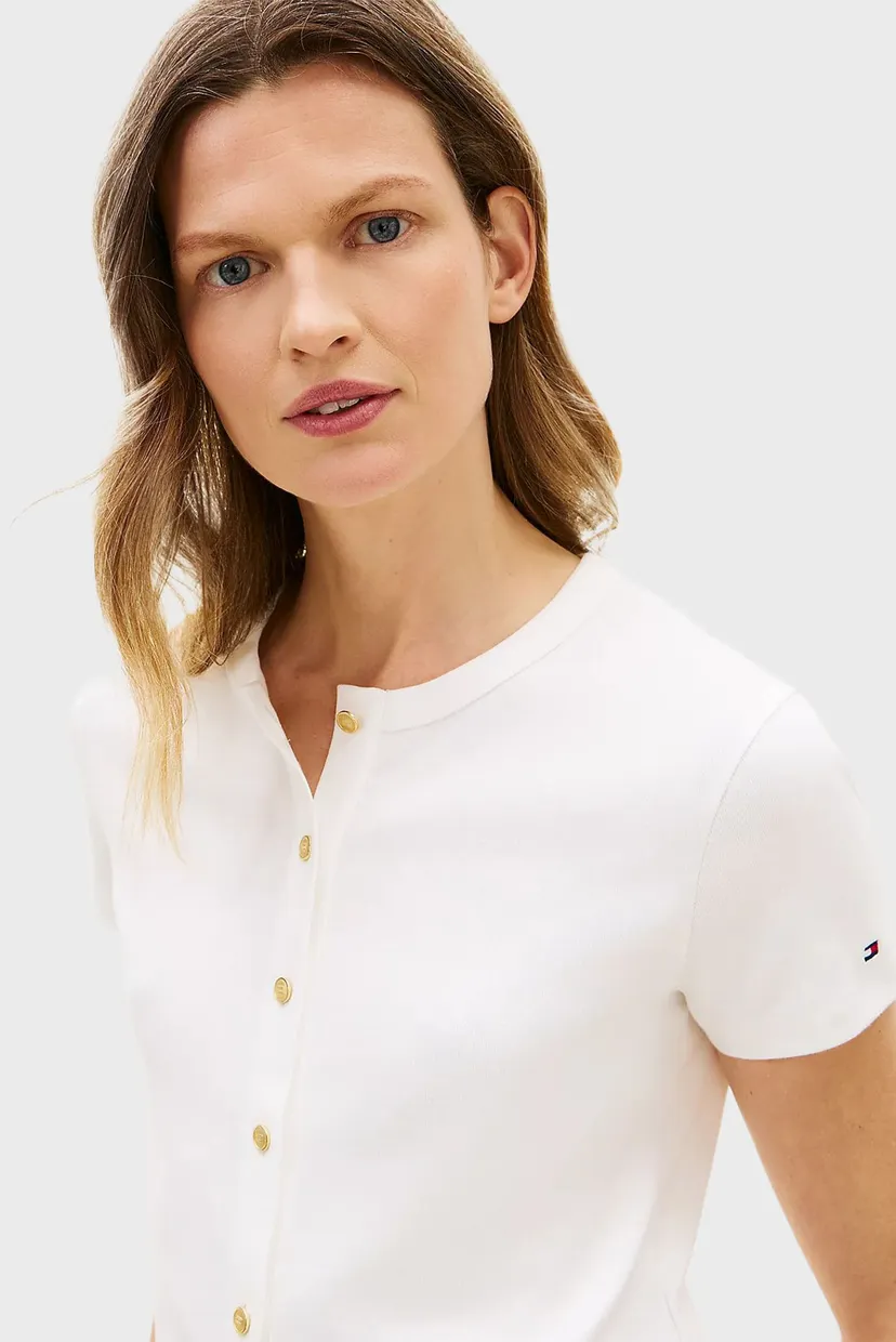 Жіноча біла футболка GOLD BUTTON SLIM 4