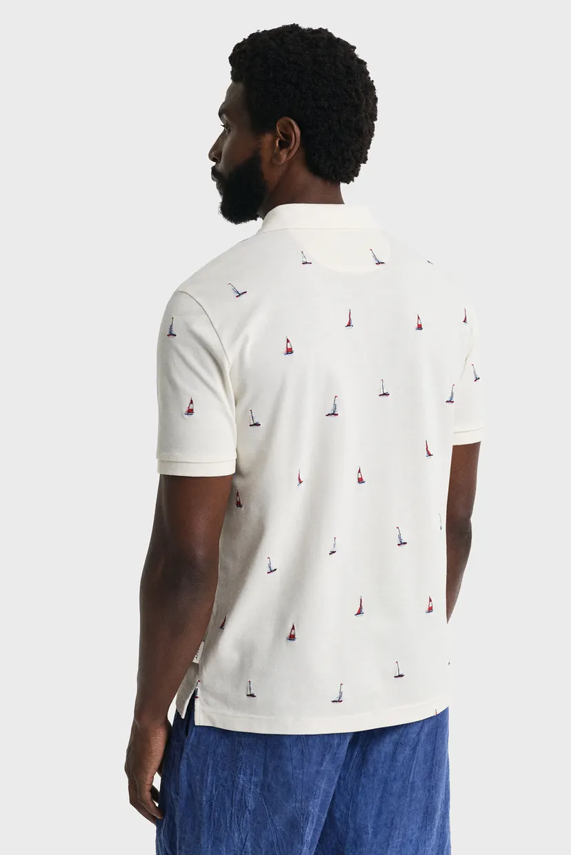 Мужское белое поло с узором EMBROIDERED GRAPHIC 3