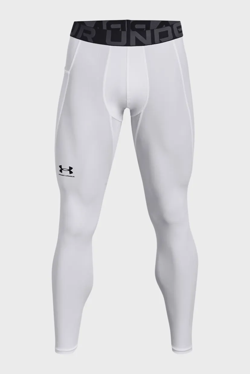 Мужские белые тайтсы UA HG Armour Leggings 6