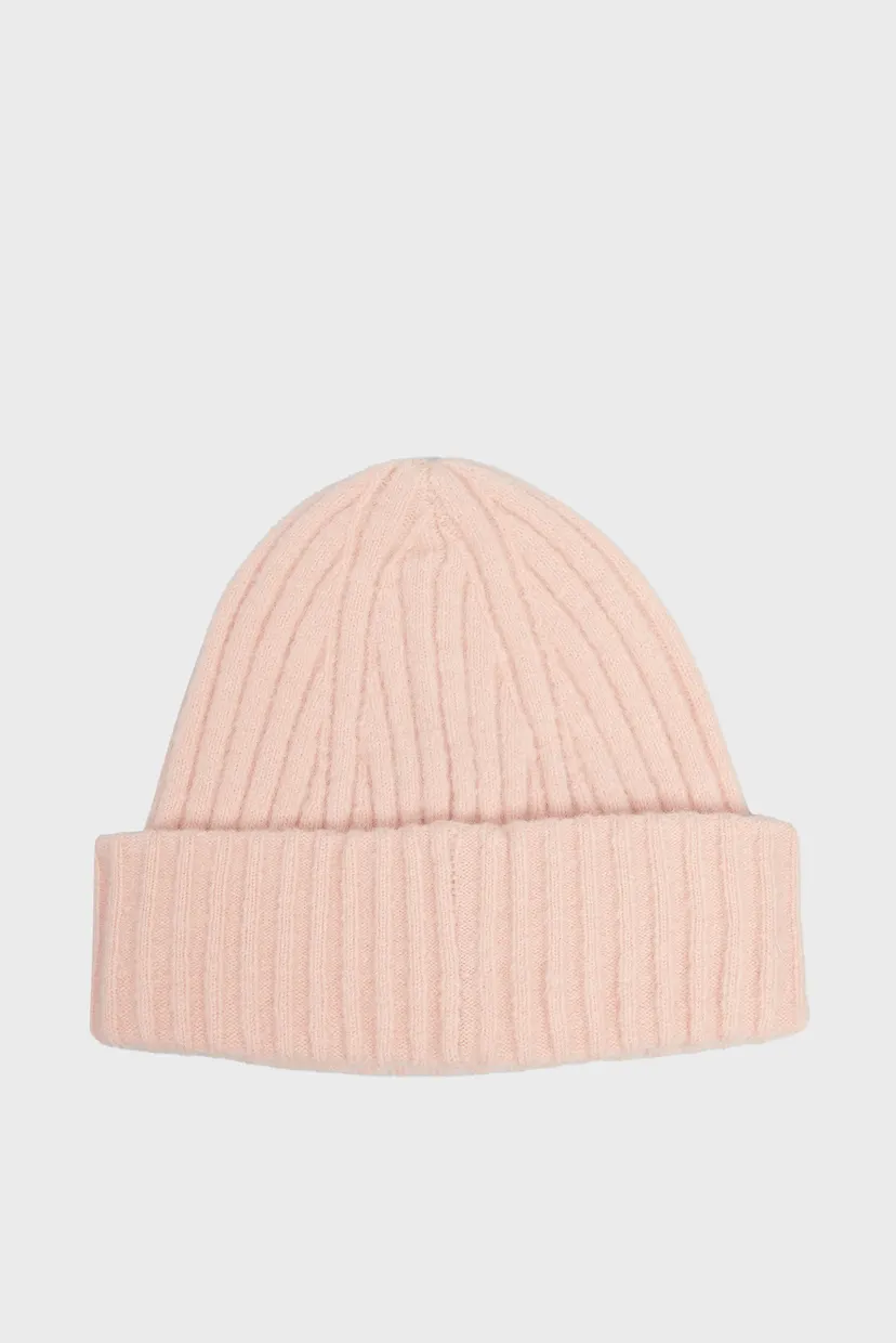 Женская розовая шапка TOMMY TWIST BEANIE 3