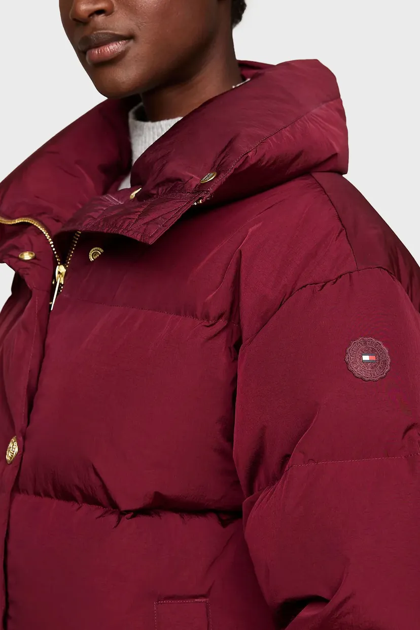 Женский бордовый пуховик GOLD BUTTON DOWN JACKET 4