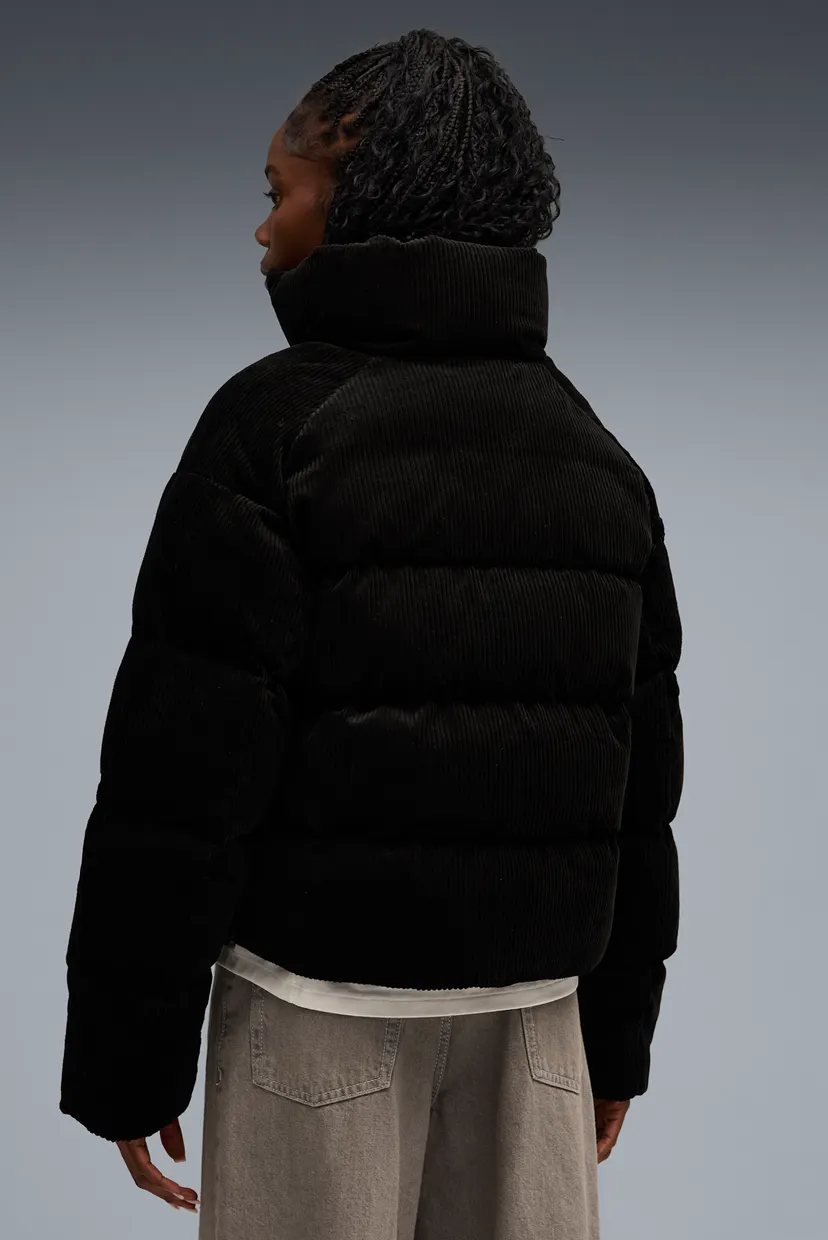 Жіноча чорна вельветова куртка Wardrobe Essentials Corduroy Puffer