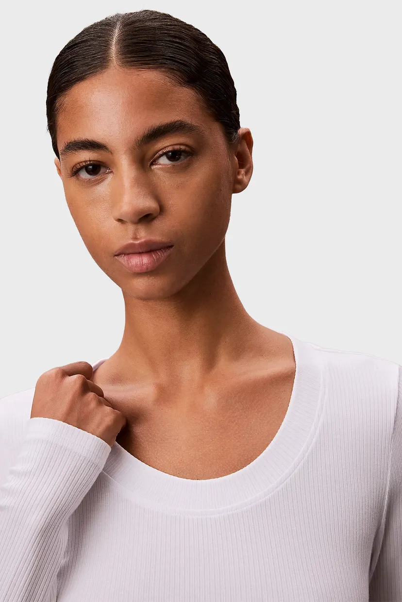 Жіночий білий лонгслів RIB LS TEE 4