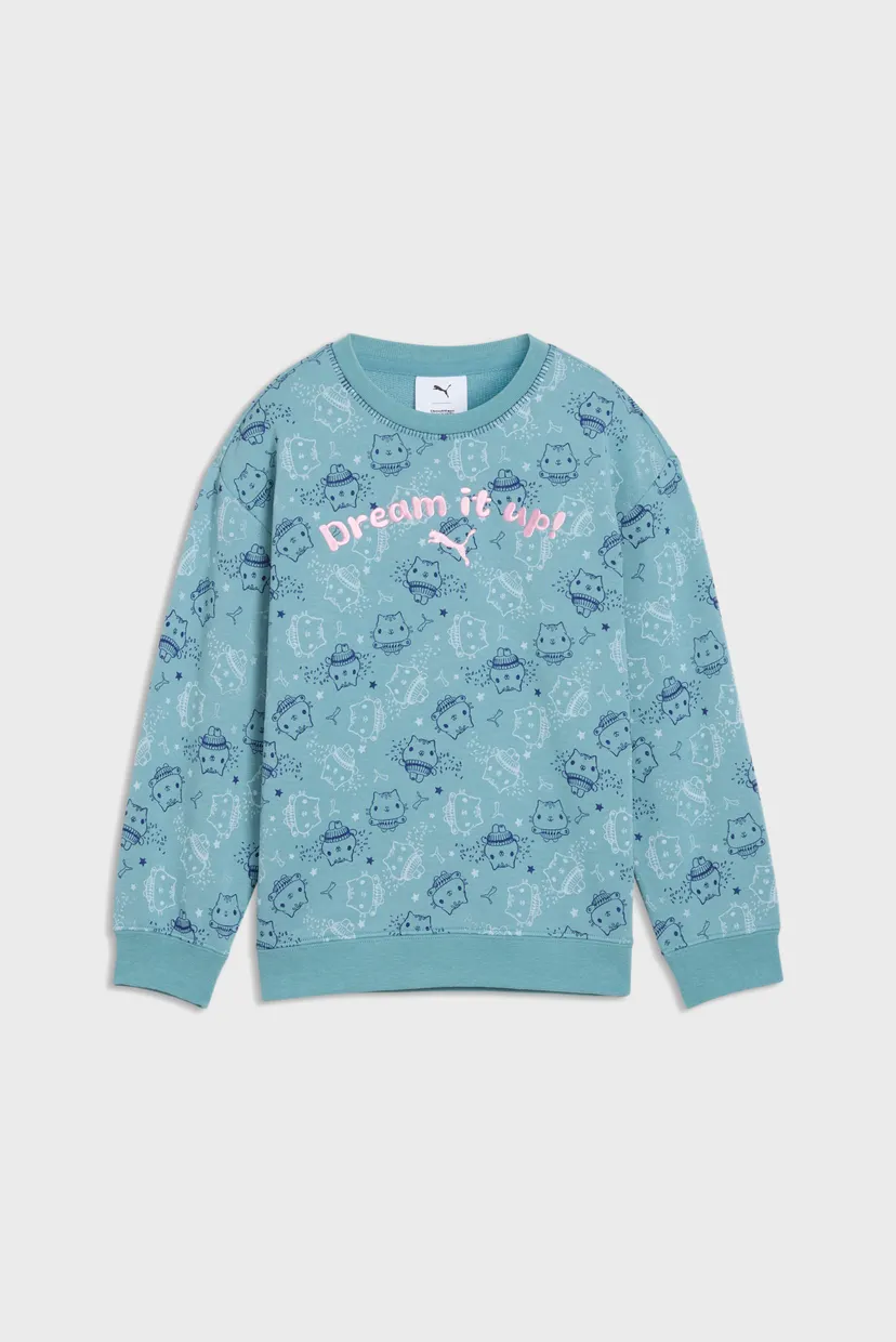 Дитячий блакитний світшот з візерунком PUMA x GABBY'S DOLLHOUSE Relaxed Printed Sweatshirt Kids 4
