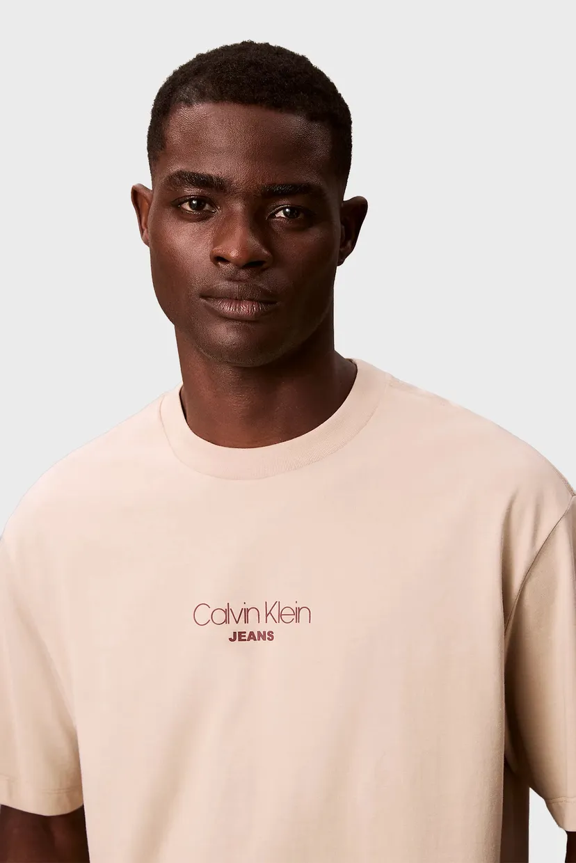 Мужская бежевая футболка SS 16S RLXD FIT CKJ GRAPHIC TEE 5