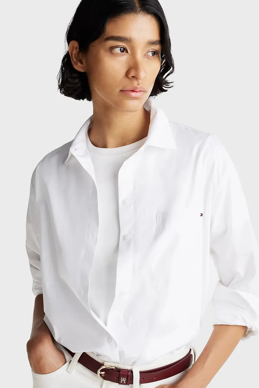 Жіноча біла сорочка ESS POPLIN EASY FIT SHIRT 4