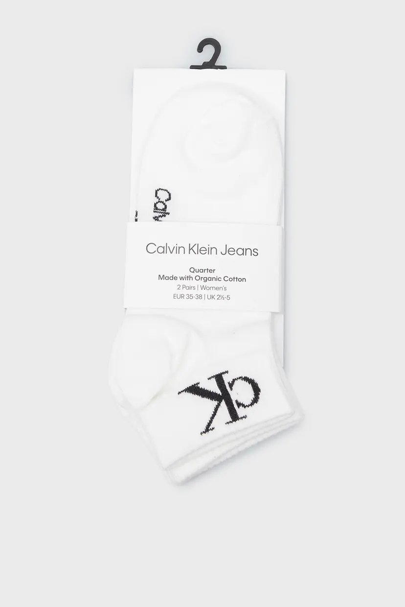 Женские белые носки (2 пары) CKJ WOMEN QUARTER 2P MONOGRAM 3