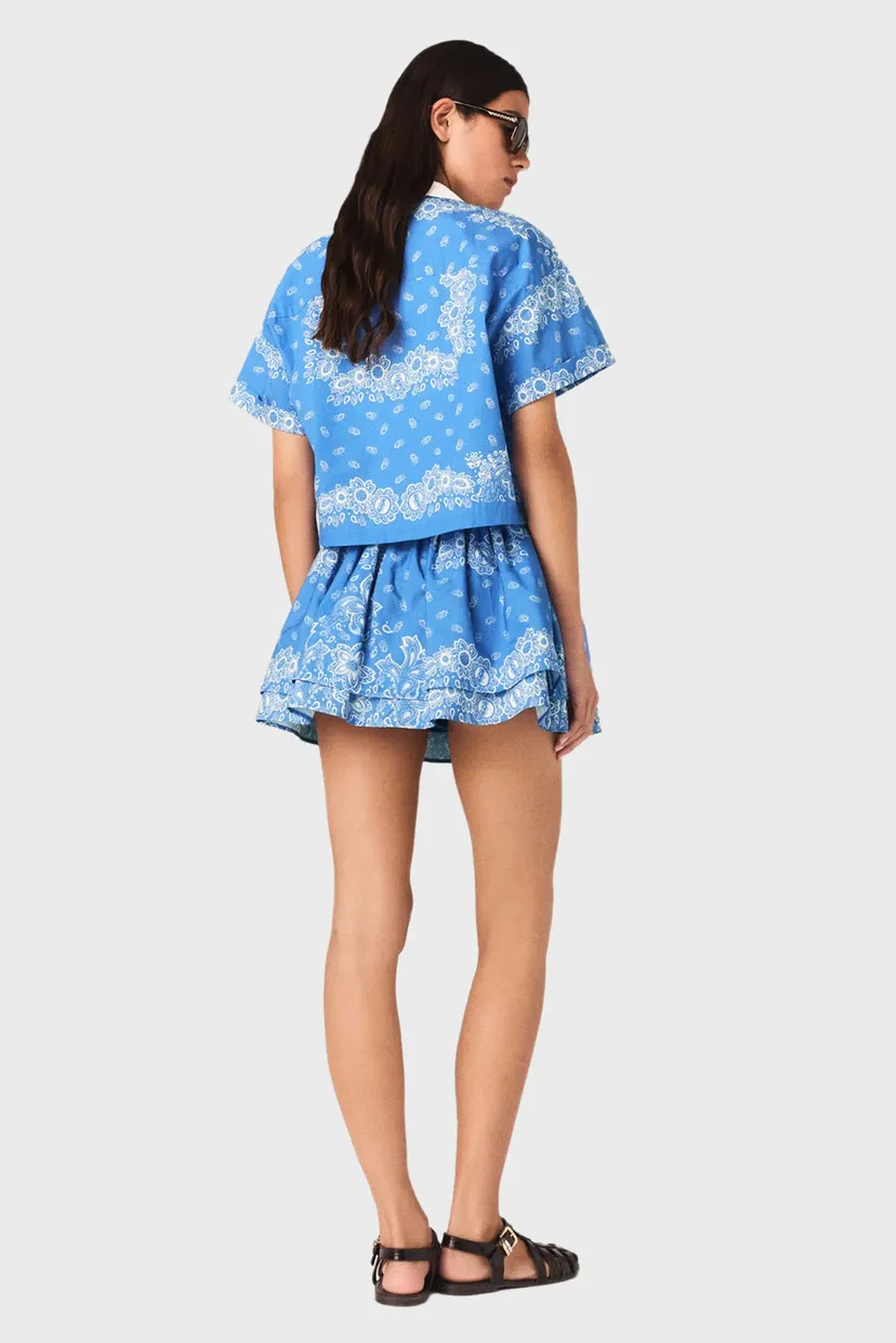 Жіноча синя сорочка з візерунком 4
