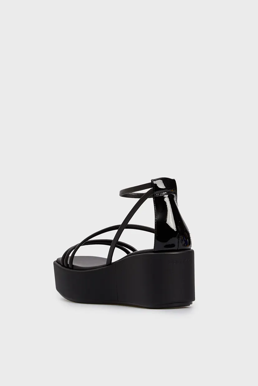 Женские черные кожаные босоножки WEDGE SANDAL 30  LTH 5