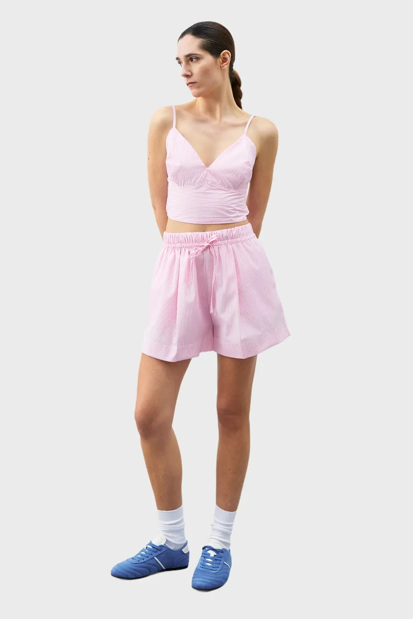 Женские розовые шорты в полоску LUMINA L9047 — MD-Fashion