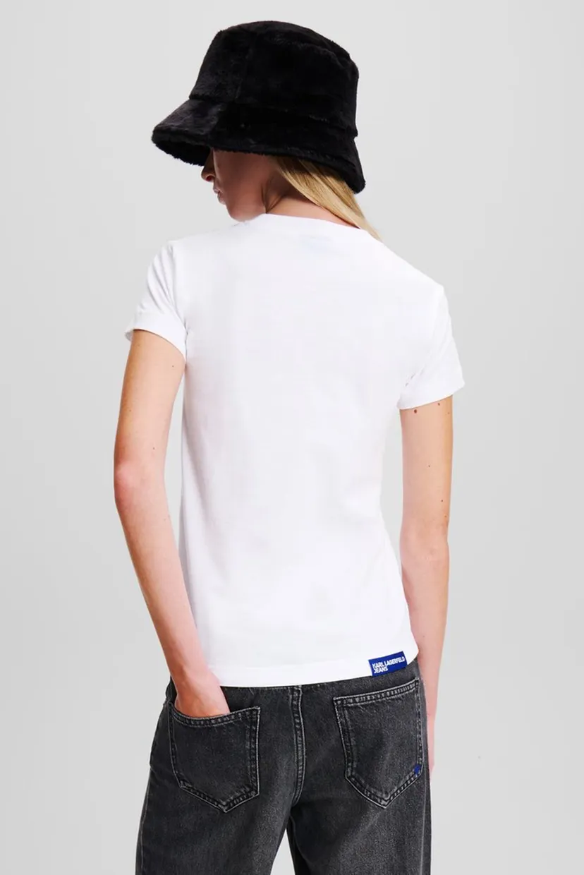 Женская белая футболка klj slim fit monogram 3