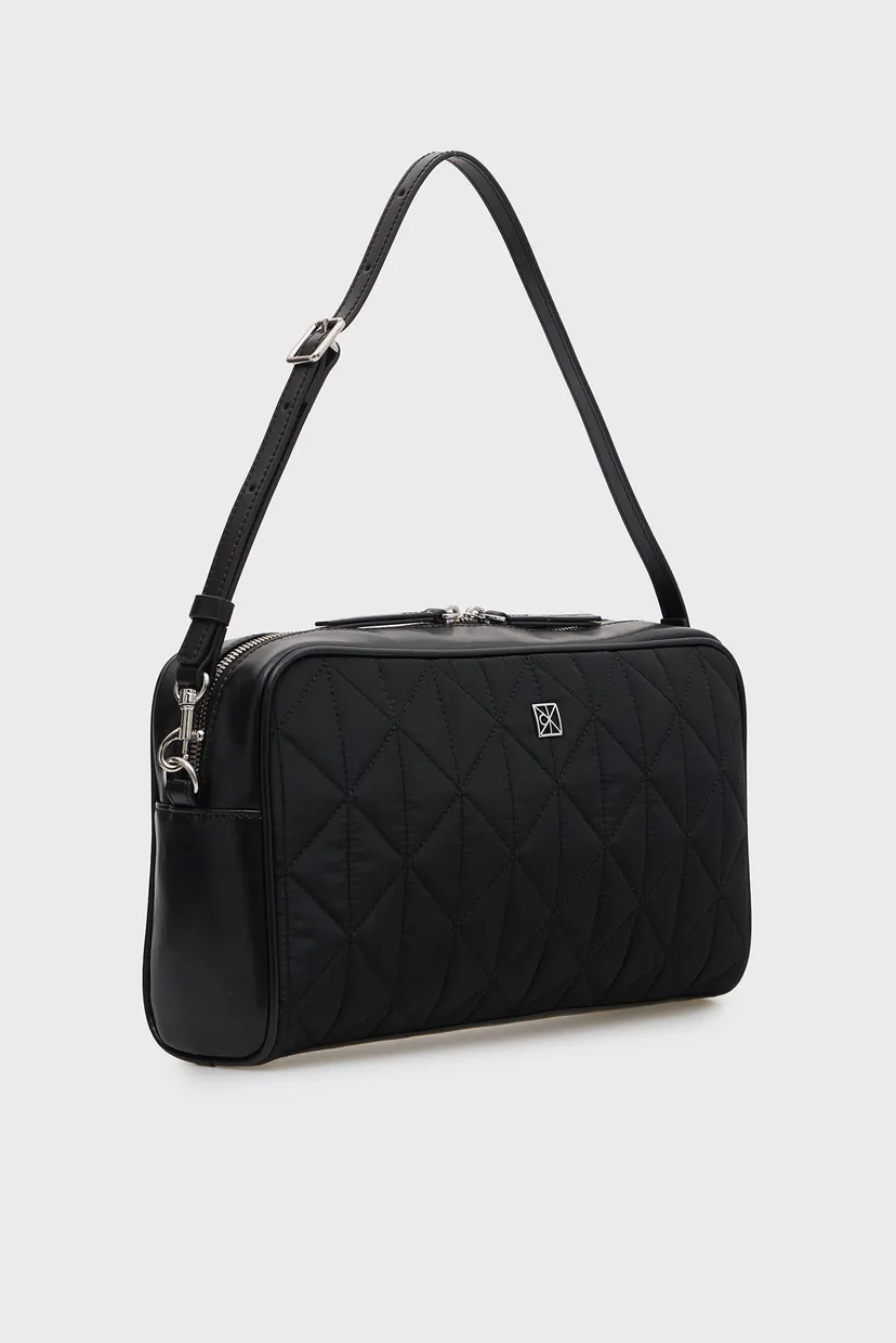 Жіноча чорна сумка QUILTED NYLON 2X STRAP LG 3