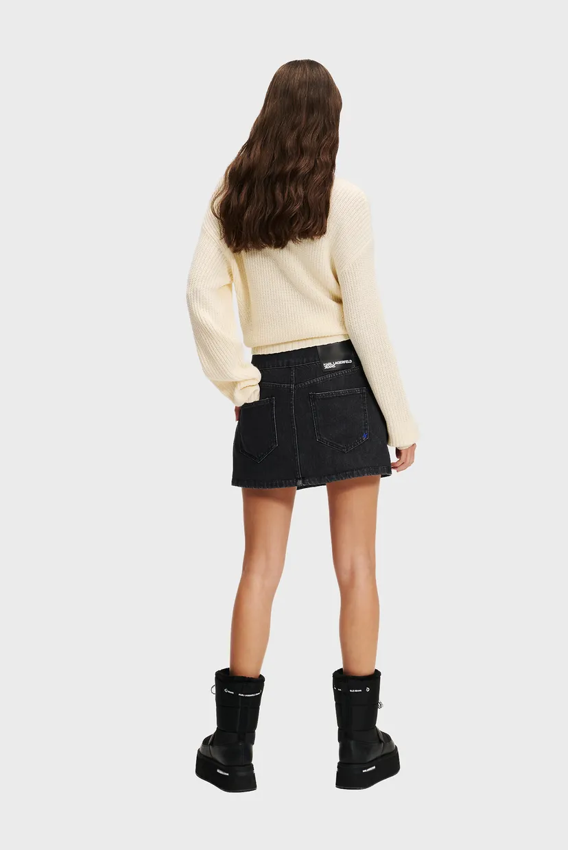 Женская черная джинсовая юбка eyelet denim 3