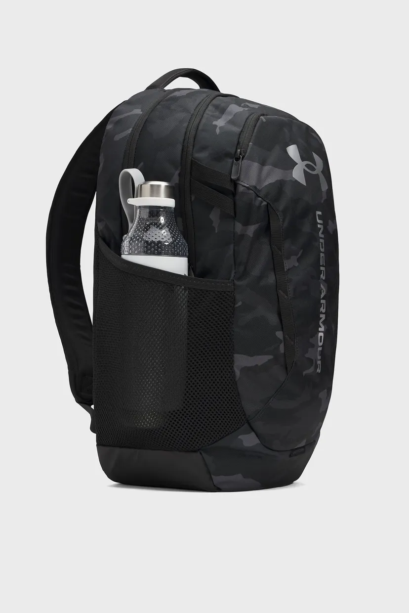 Черный камуфляжный рюкзак UA Hustle 6.0 Backpack-BLK 3
