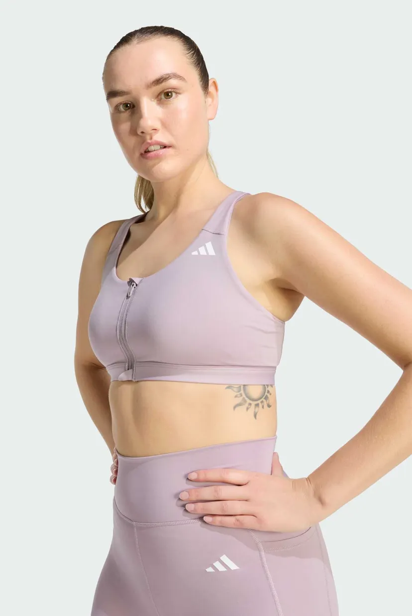 Женский сиреневый топ Optime Essentials Workout Zip-Front Medium Support 4