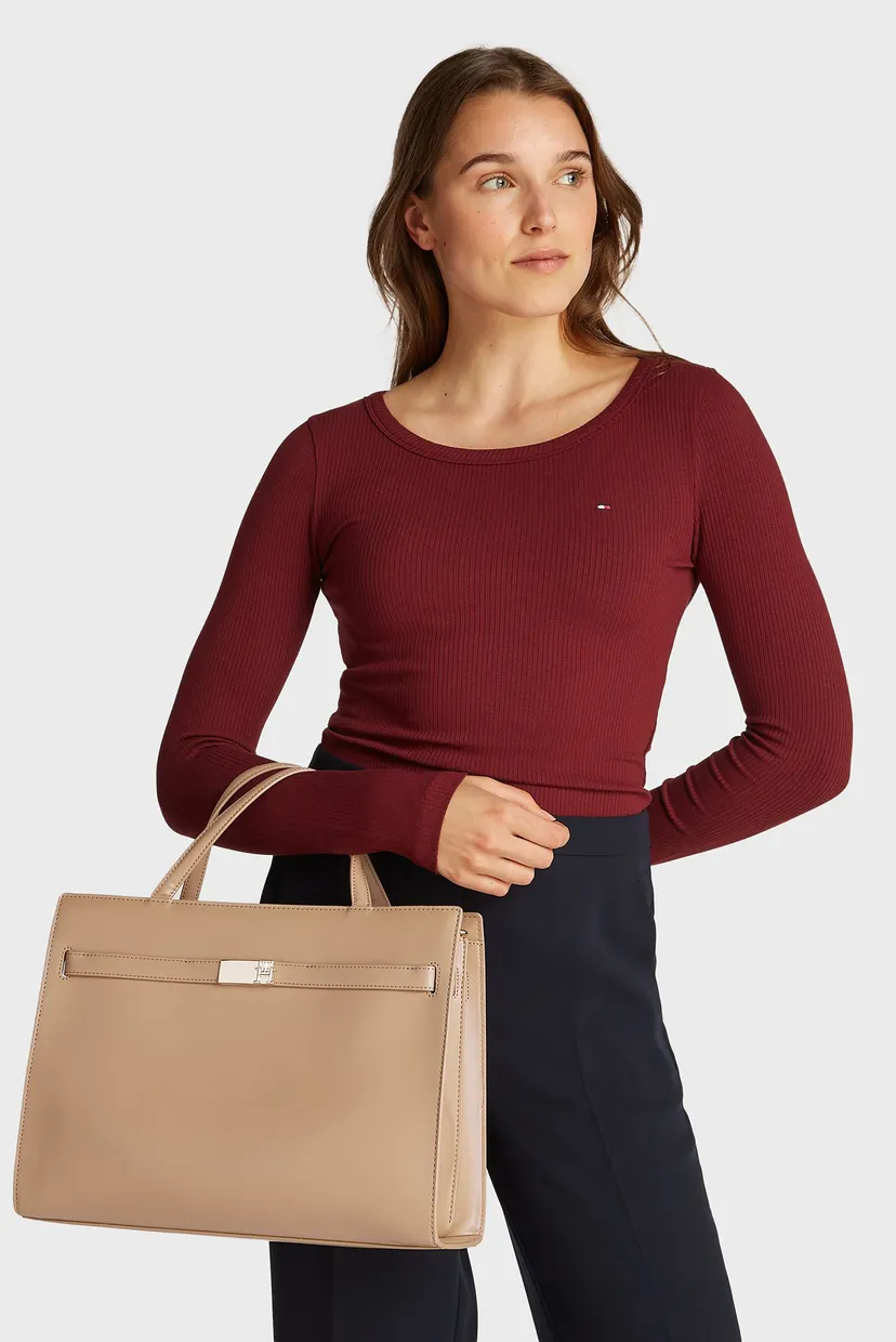 Женская бежевая сумка TH HERITAGE WORKBAG 2