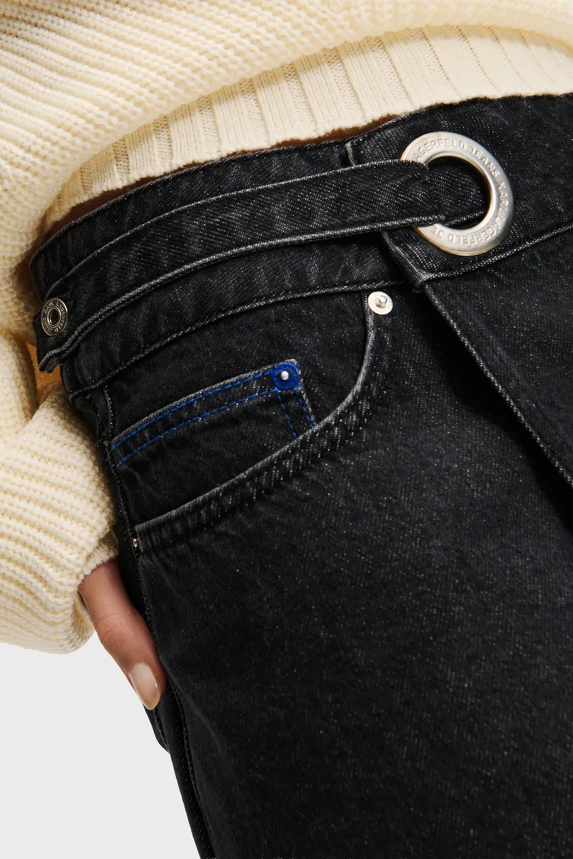 Жіноча чорна джинсова спідниця eyelet denim 4