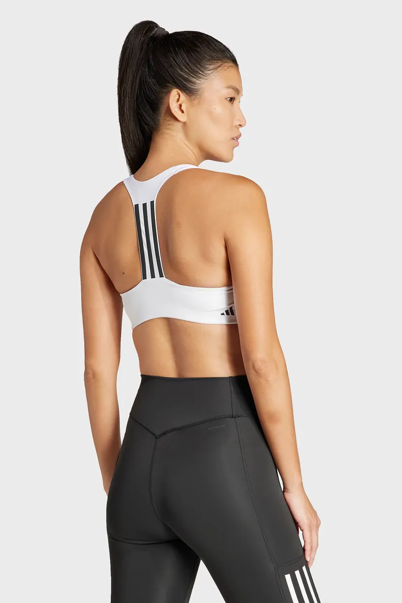 Жіночий білий топ Powerimpact Training Medium-Support 3-Stripes 3
