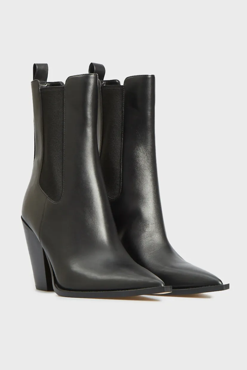 Женские черные кожаные казаки LENI BOOTIE 3