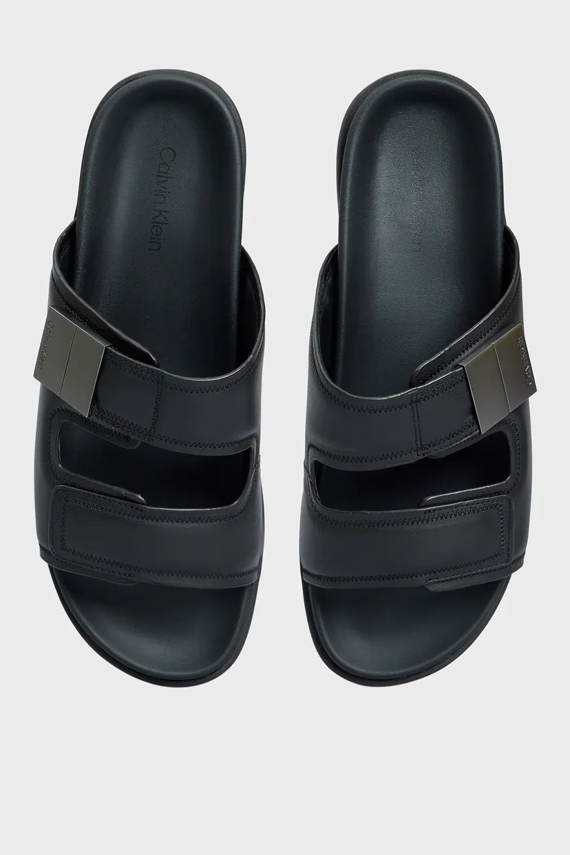 Мужские черные кожаные слайдеры DOUBLE STRAP SANDAL 4