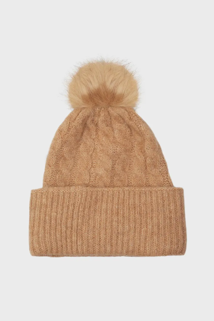 Женская бежевая шапка TH TIMELESS BEANIE CABLE 3