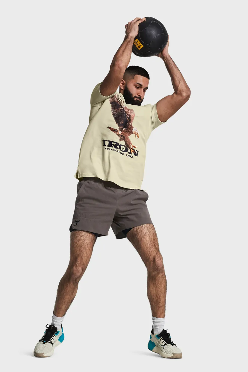 Чоловіча бежева футболка UA Pjt Rck Eagle Graphic SS 3