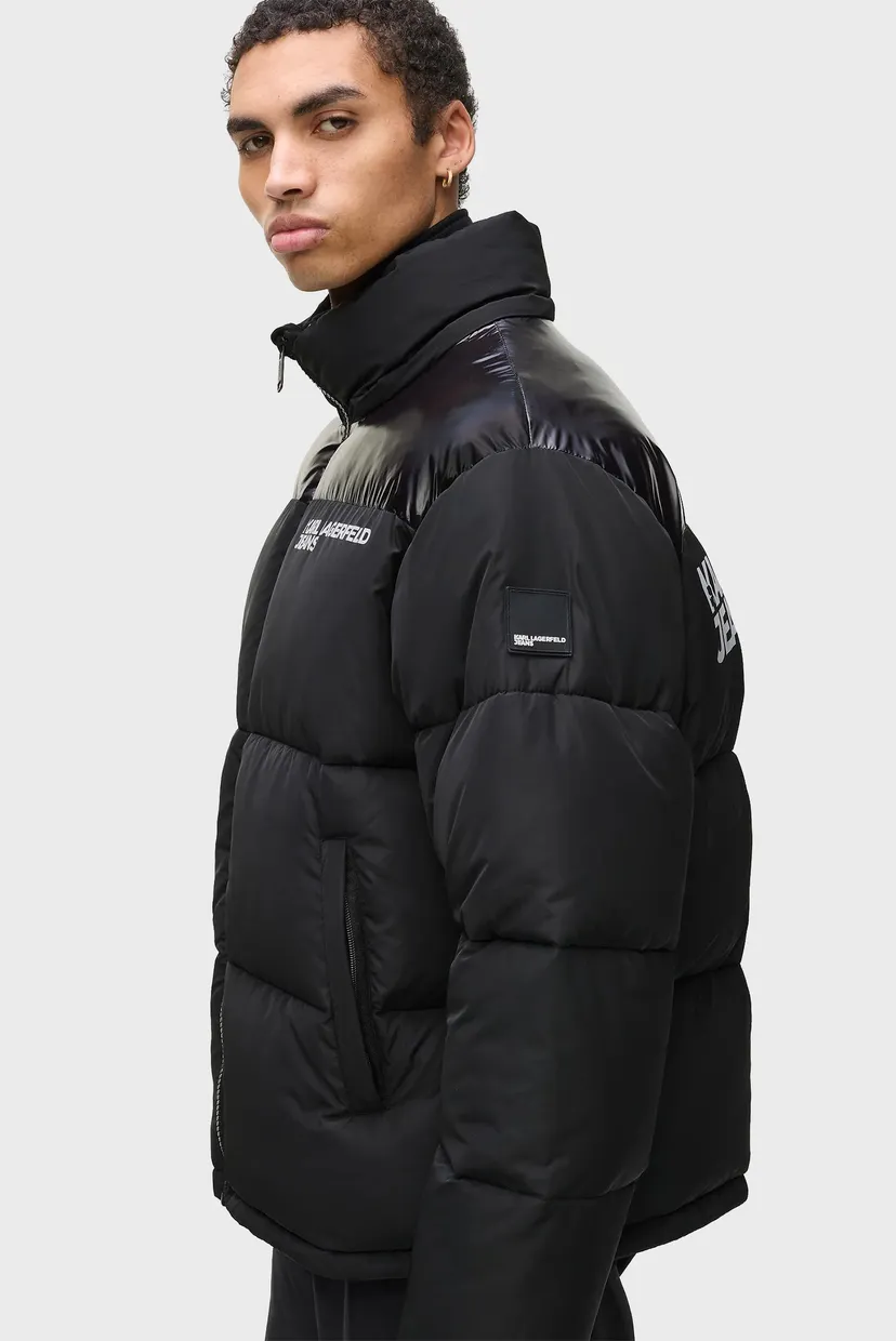 Чоловіча чорна куртка logo puffer 3