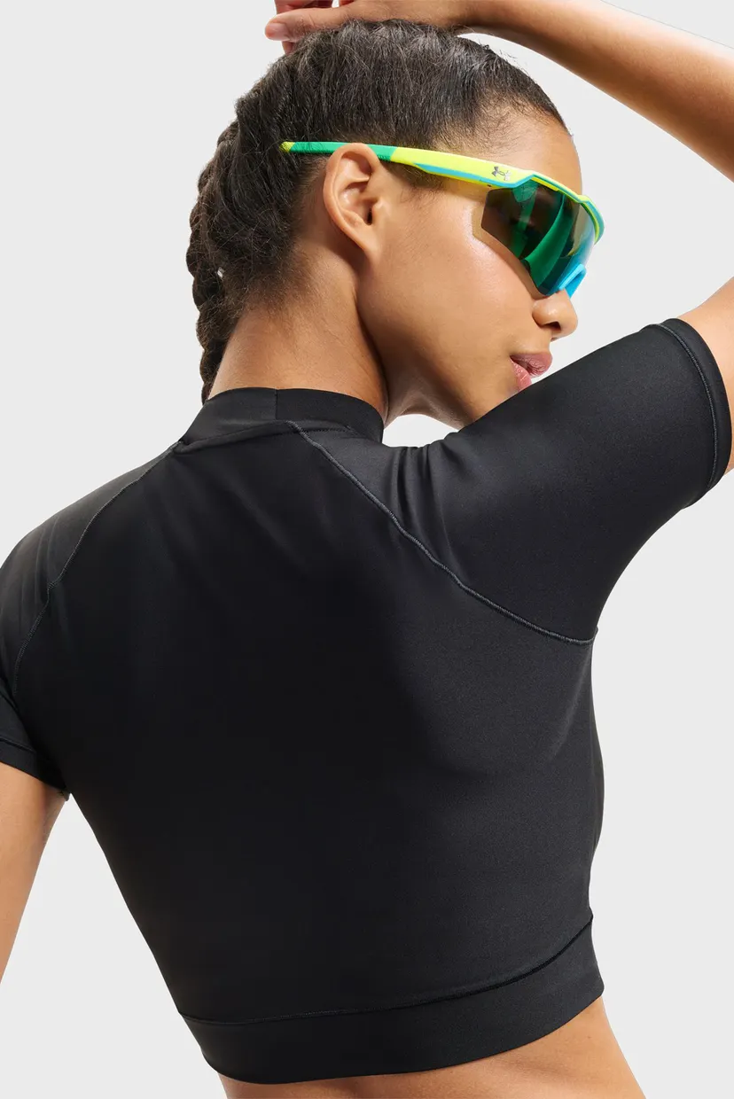 Жіночий чорний топ HeatGear Crop Mock SS-BLK 6