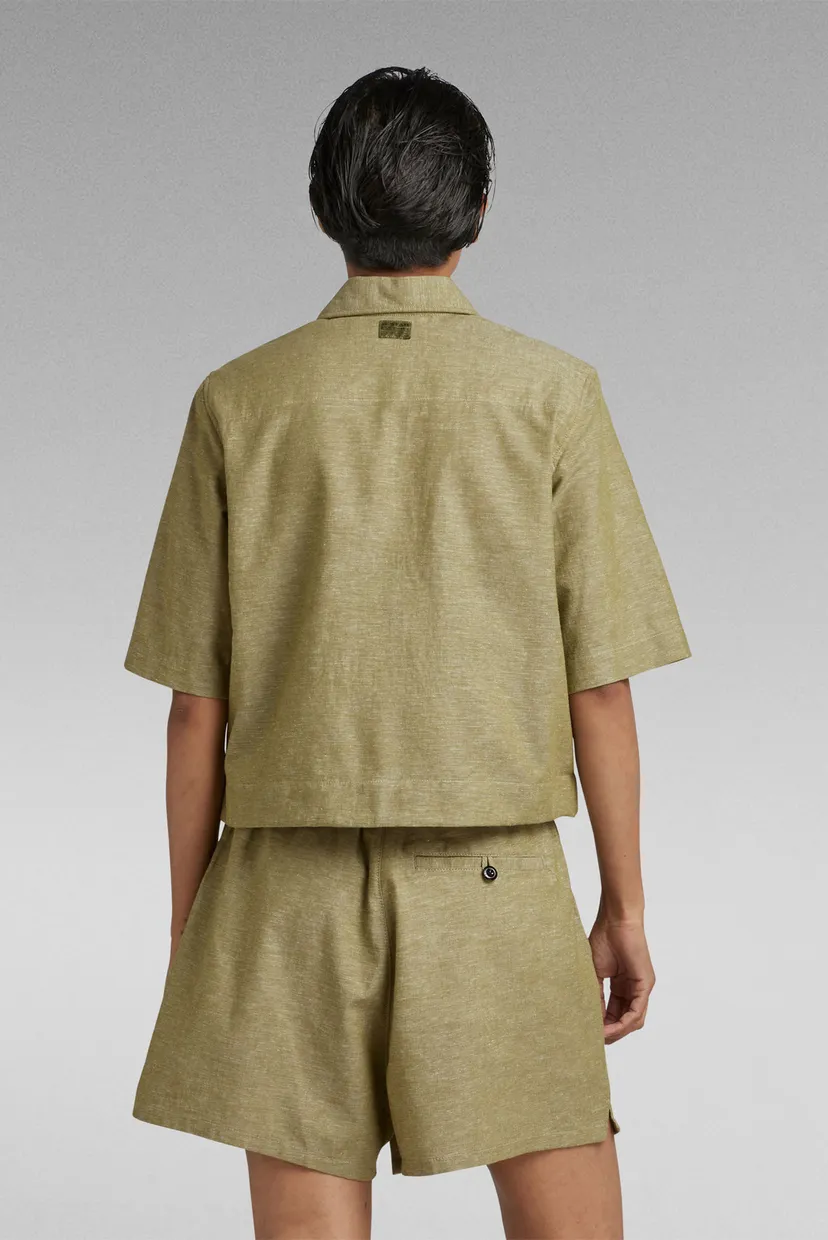 Жіноча оливкова сорочка cropped shirt 3