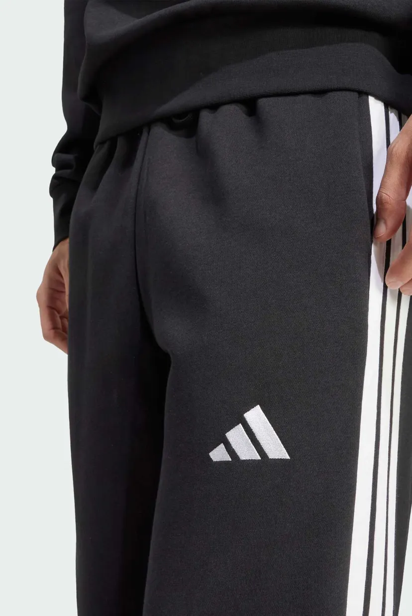 Мужские черные спортивные брюки Essentials 3-Stripes Fleece Wide Leg 4