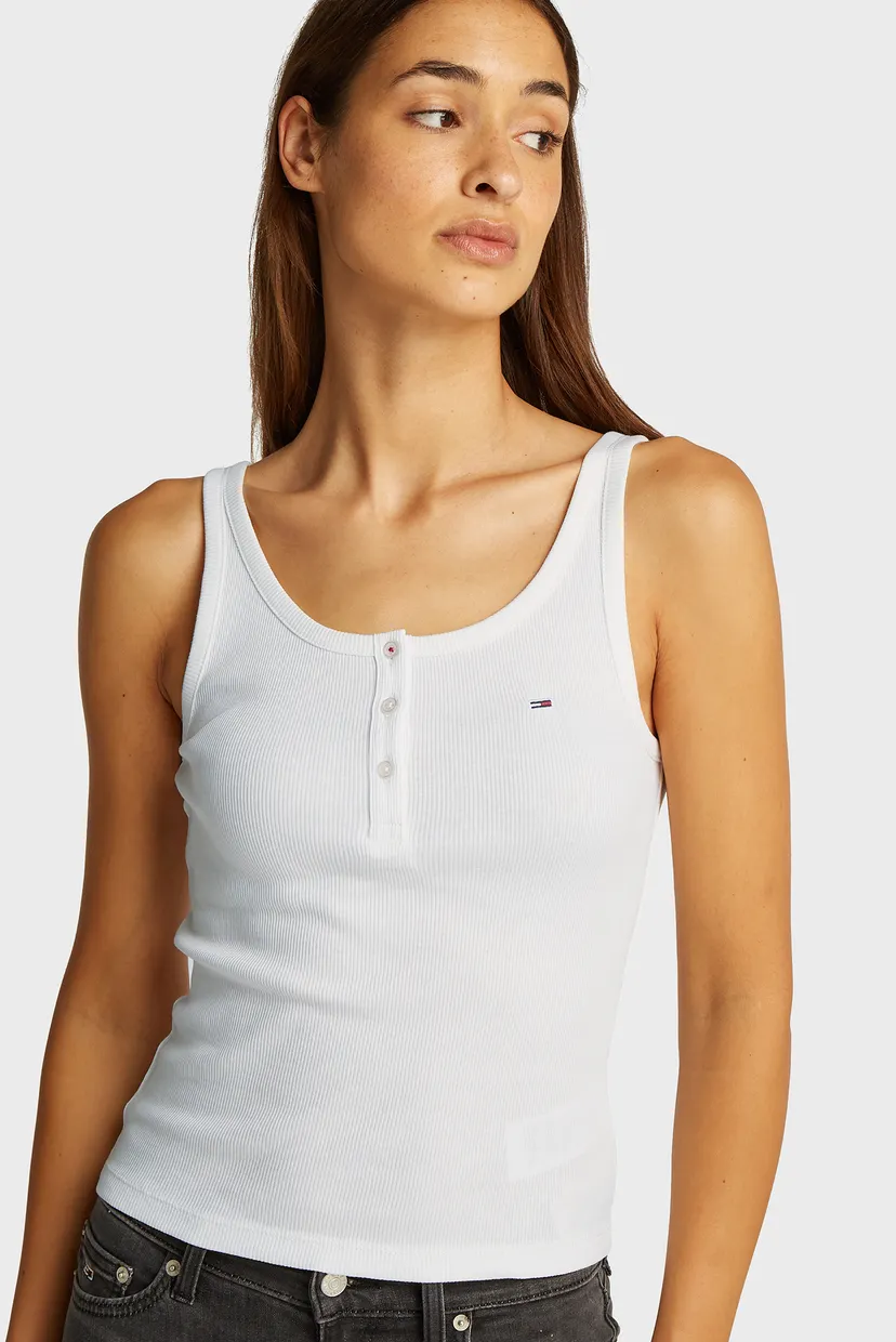 Женская белая майка TJW SLIM BUTTON TANK 4