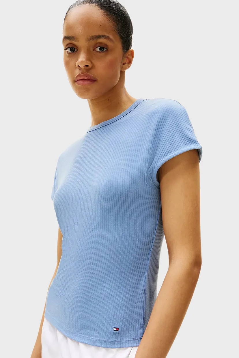 Женская голубая футболка 5X2 RIB SLIM C-NK CAP SLV 4