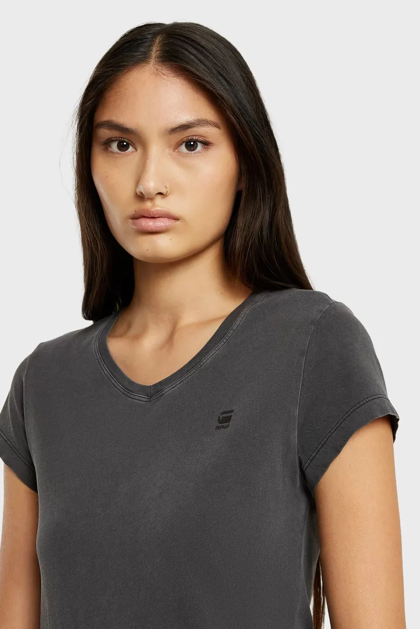 Женская черная футболка Overdyed eyben slim 4