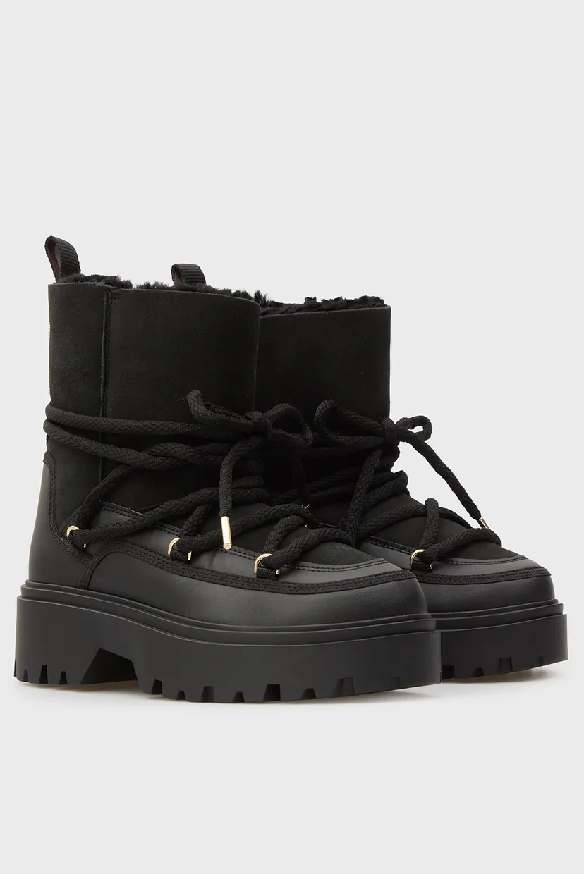 Жіночі чорні шкіряні уггі SHEARLING 3