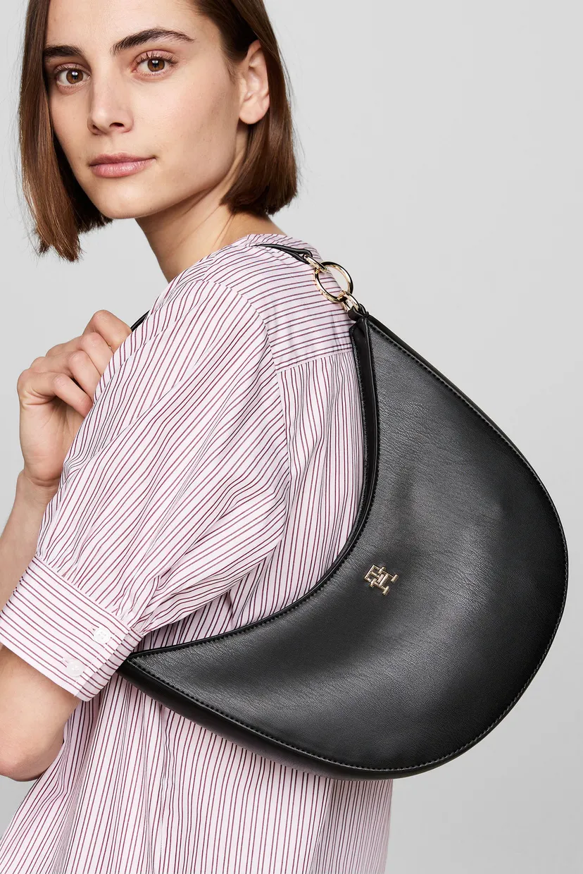 Жіноча чорна сумка TH MONOTYPE SADDLE BAG 2