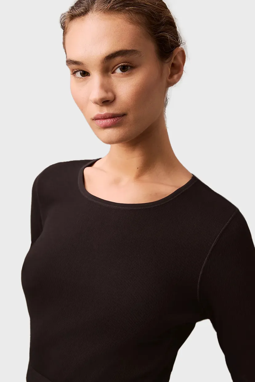 Жіночий чорний лонгслів L/S CROP CREW 5